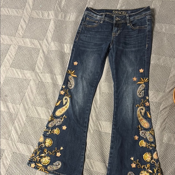 Girls Grace bell bottom Blue Denim - Picture 2 of 5